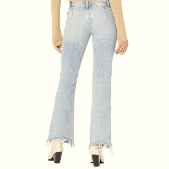Free People We The Free Izzy Flare Raw Distressed Hem Jeans, Blue Trance, Sz 32 - Picture 2 of 16